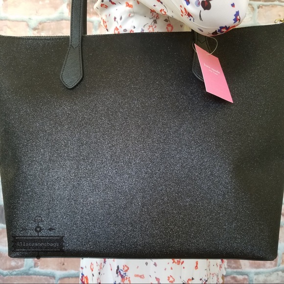 Kate spade LARGE joeley glitter TOTE black Bag NEW - Picture 6 of 8